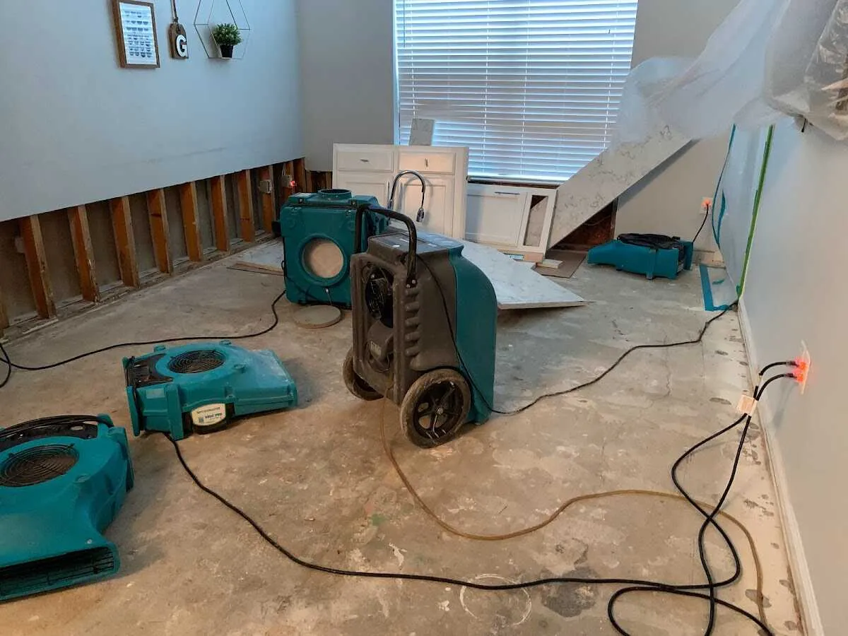 Dehumidifier in flood-cut room for Water Damage Restoration in North Myrtle Beach